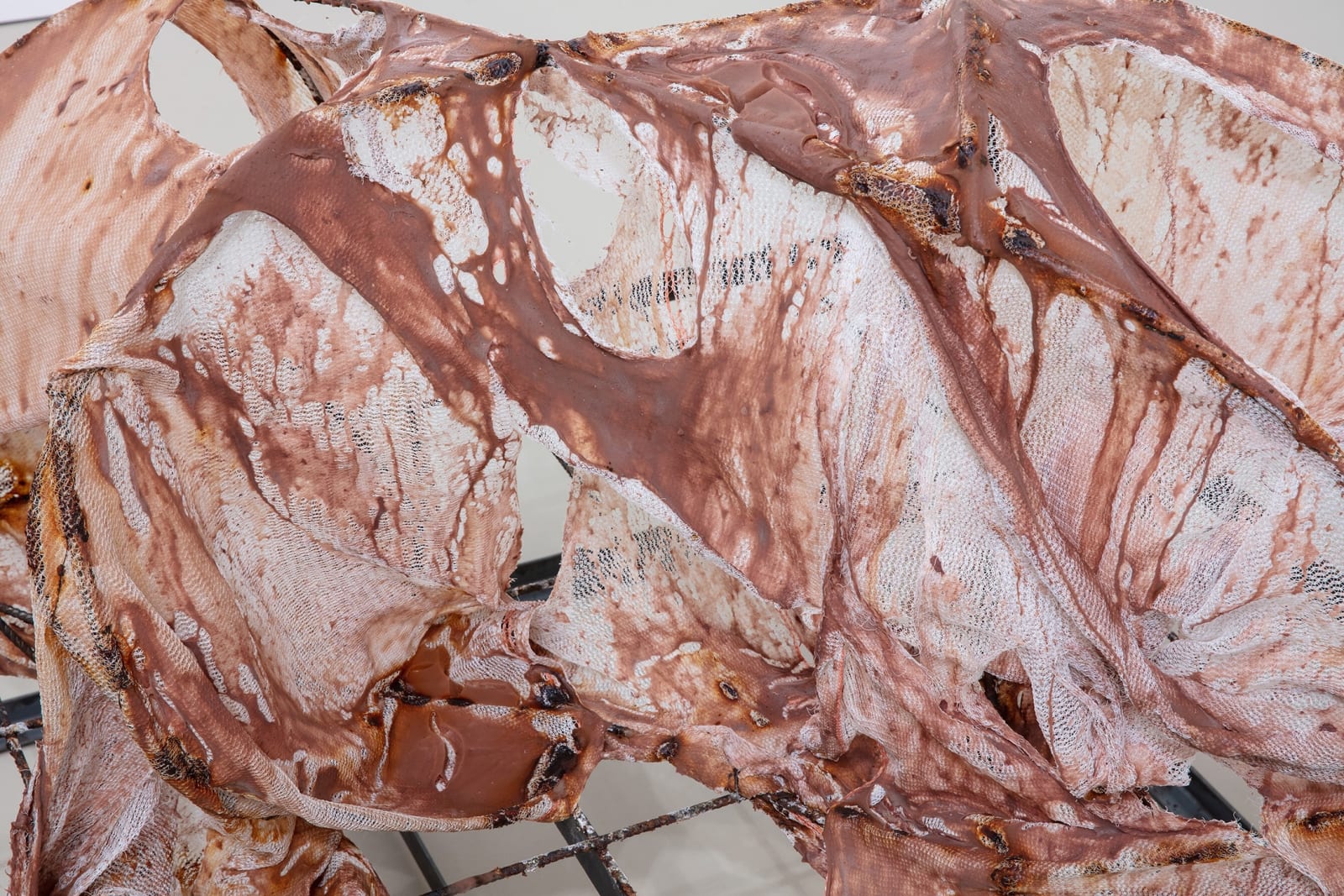 Mire Lee, Untitled (Scaffold netting skins on rebar skeleton; studio prototype #3), 2024