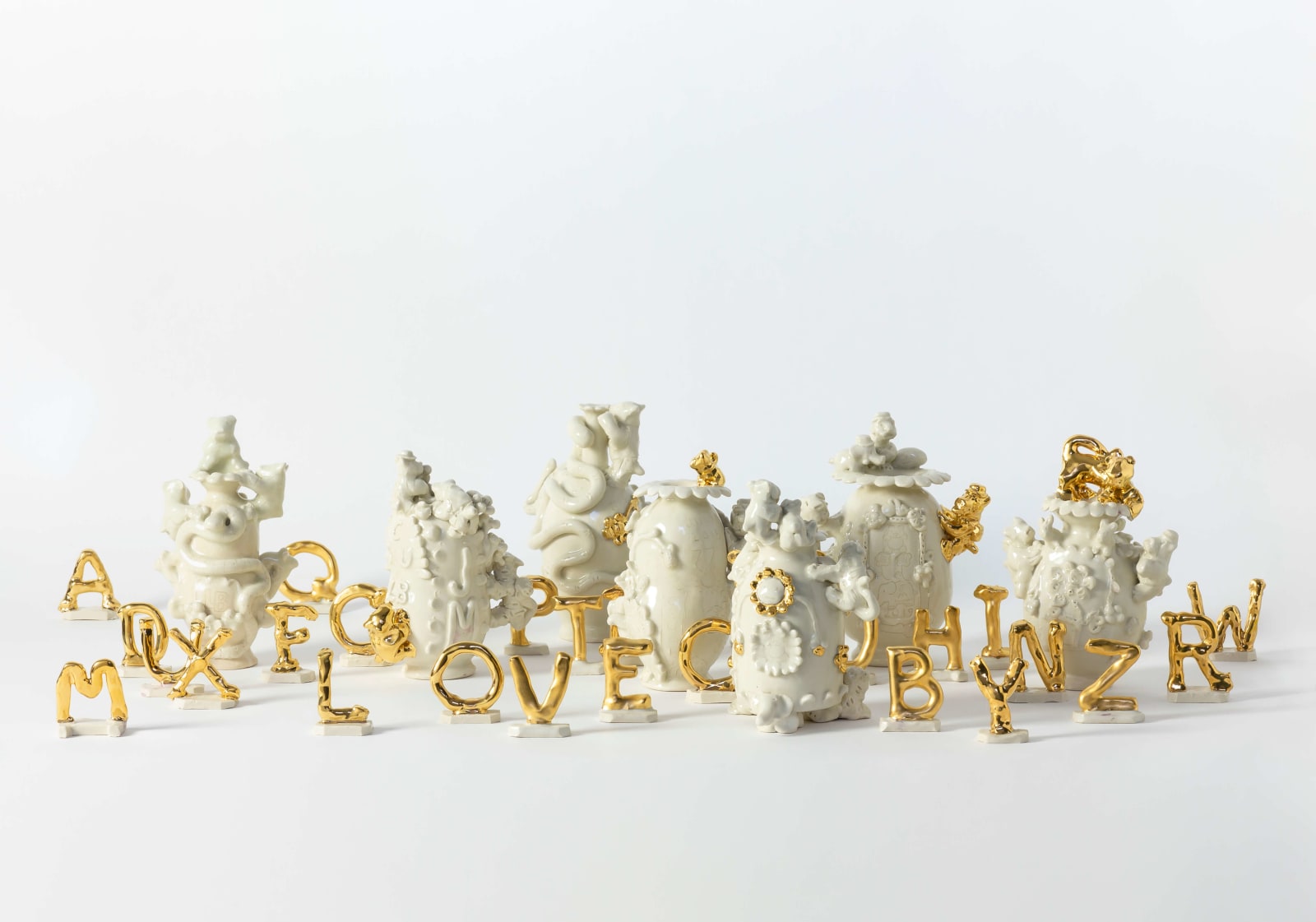 Jeffry Mitchell, Fragrant Bottles with Golden Alphabets, 2019