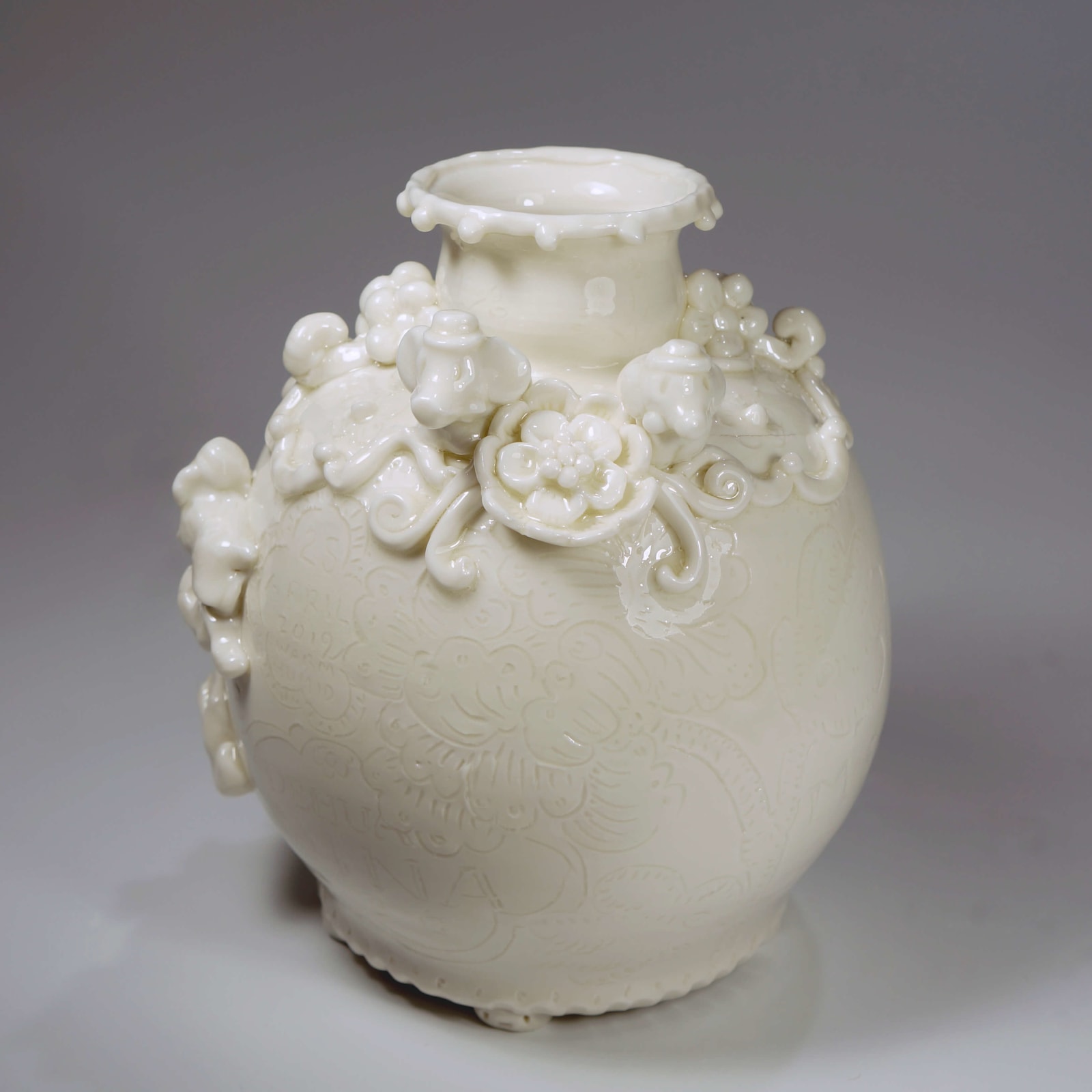 Jeffry Mitchell, Round Shape Plum Flower Bottle, 2019