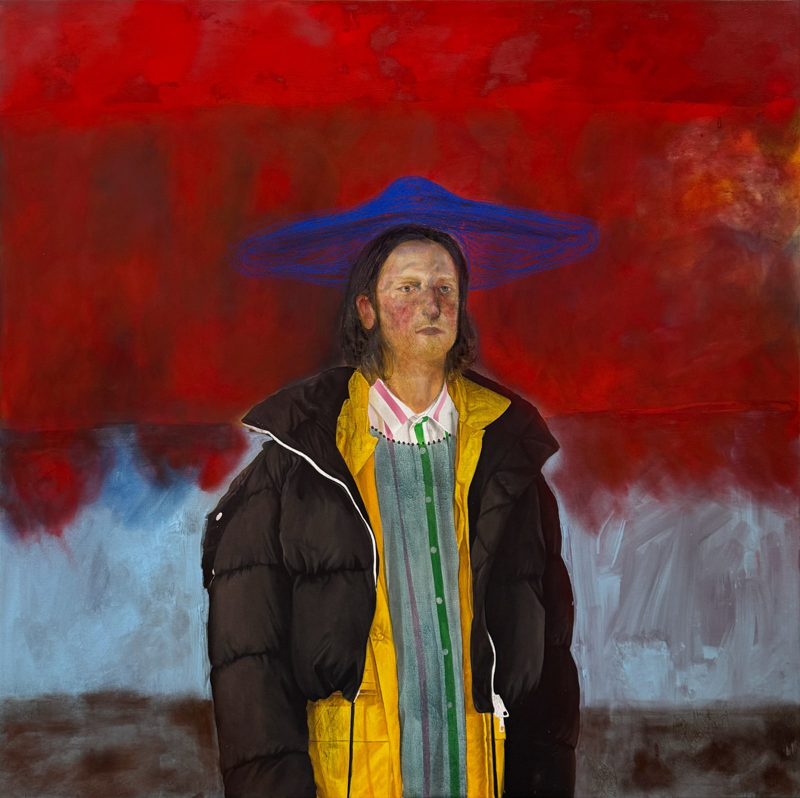 Jannis Varelas, Man with Blue Hat, 2025