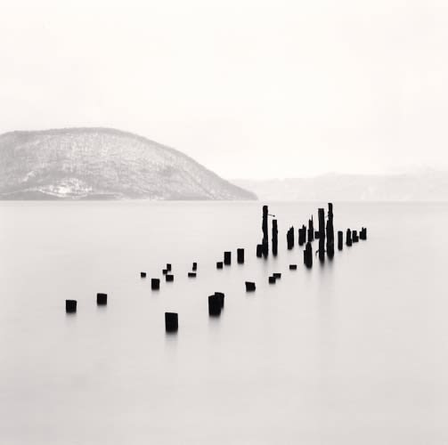 Michael Kenna, Old Pier Posts, Toya Lake, Hokkaido, Japan, 2004