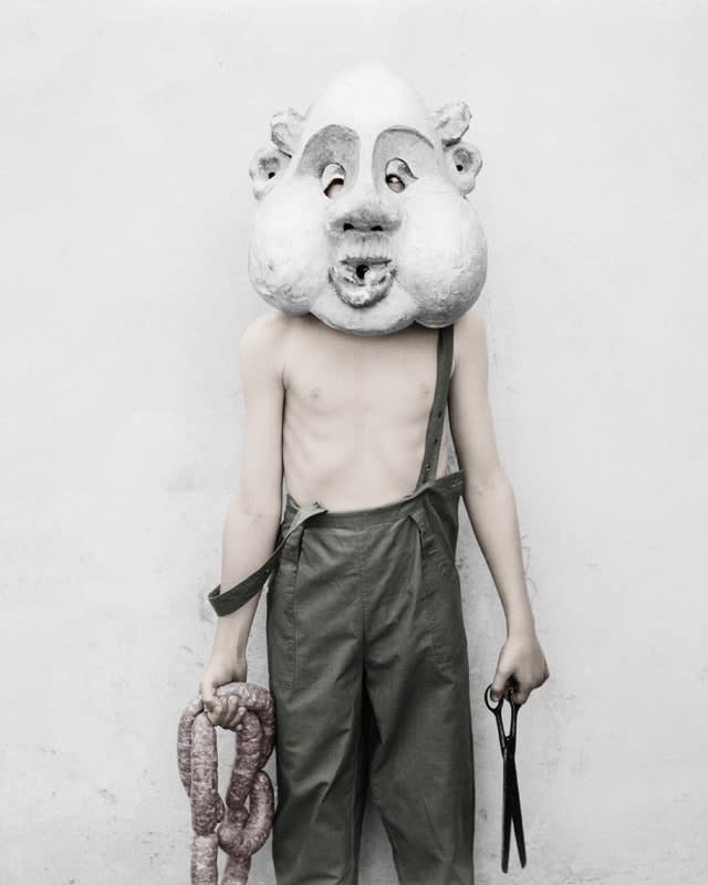 Vee Speers, Untitled #44 (Boy with sausages & mask), 2007