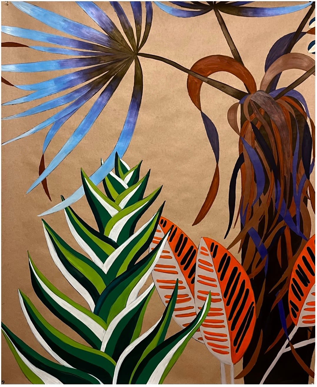 Sydney Albertini, Blue Palms & Red Leaves, 2023