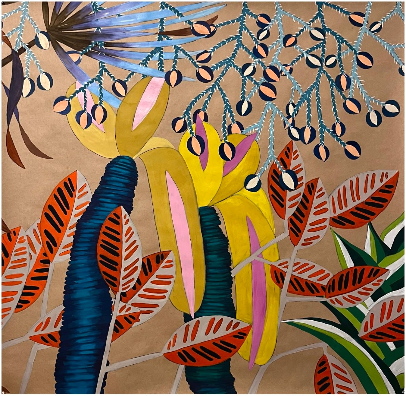 Sydney Albertini, Blue Palms & Red Leaves, 2023
