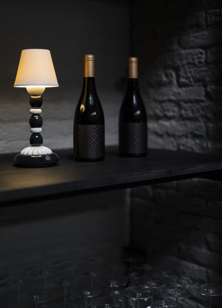 LLADRÓ, "Firefly Palm Table Lamp. Black and White"