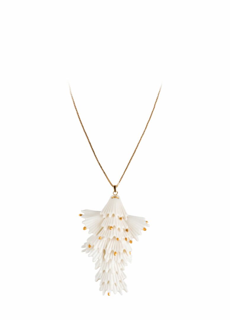 LLADRÓ, Actinia long pendant . White and Golden luster