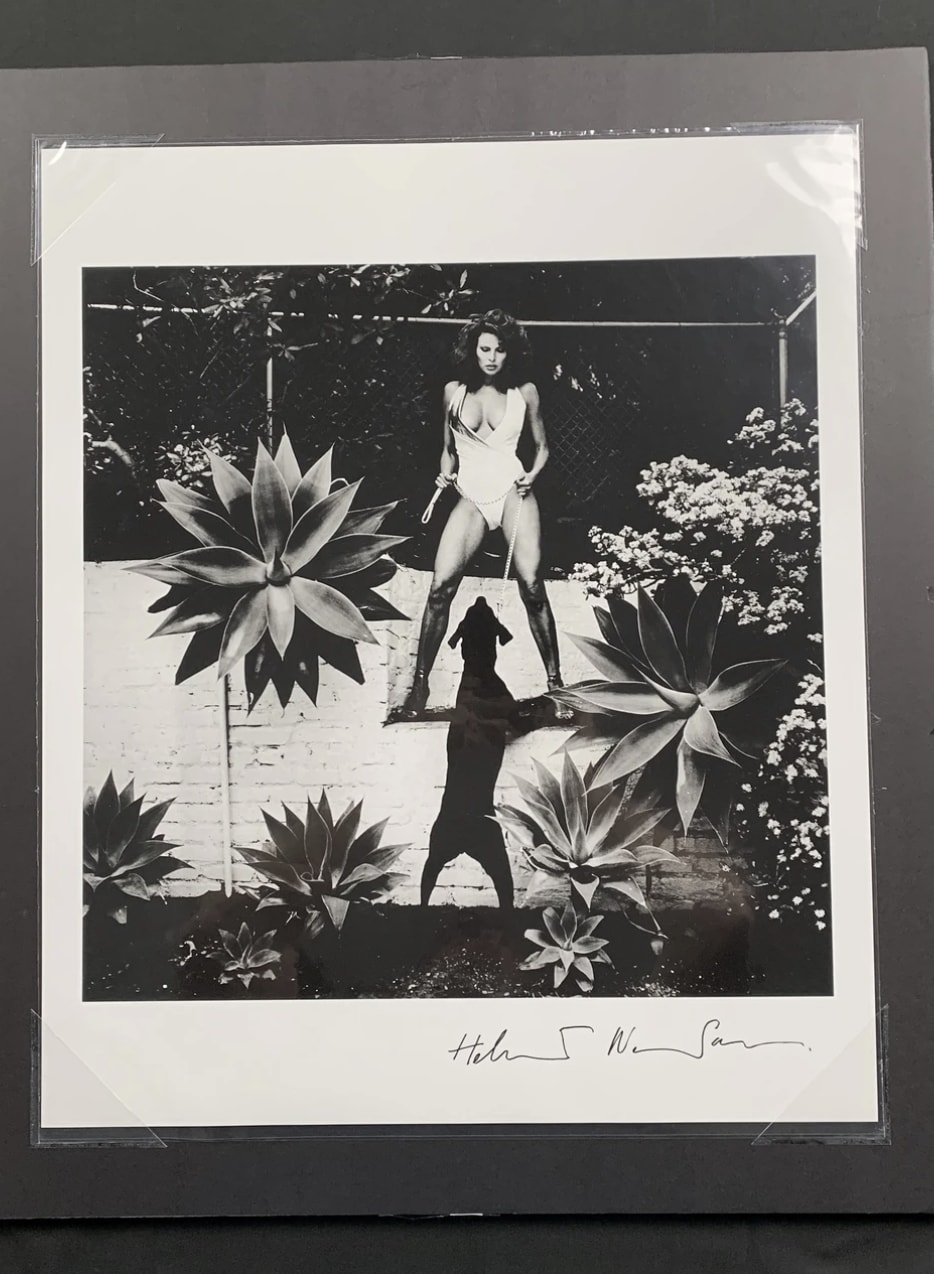 HELMUT NEWTON, Raquel Welch with Dog, (Hand Signed), 1980