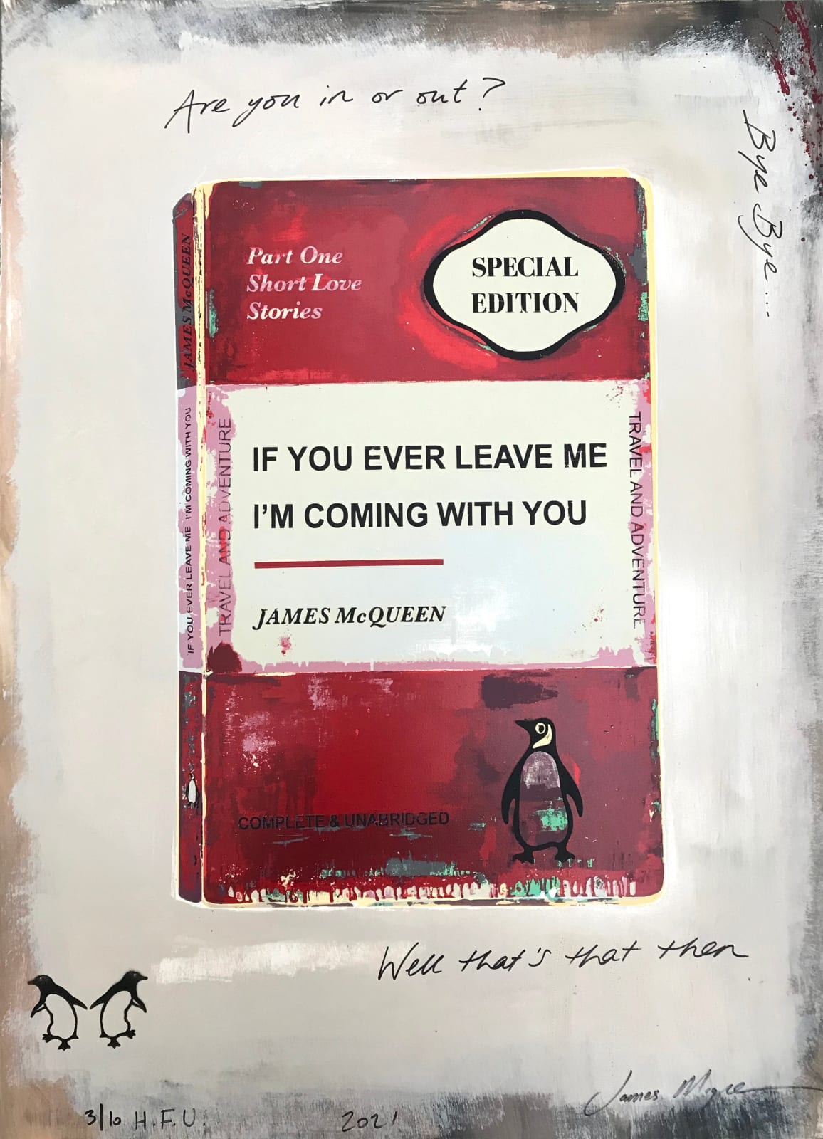 James McQueen Unique Red If You Ever Leave Me I'm Coming With You Penguin Books