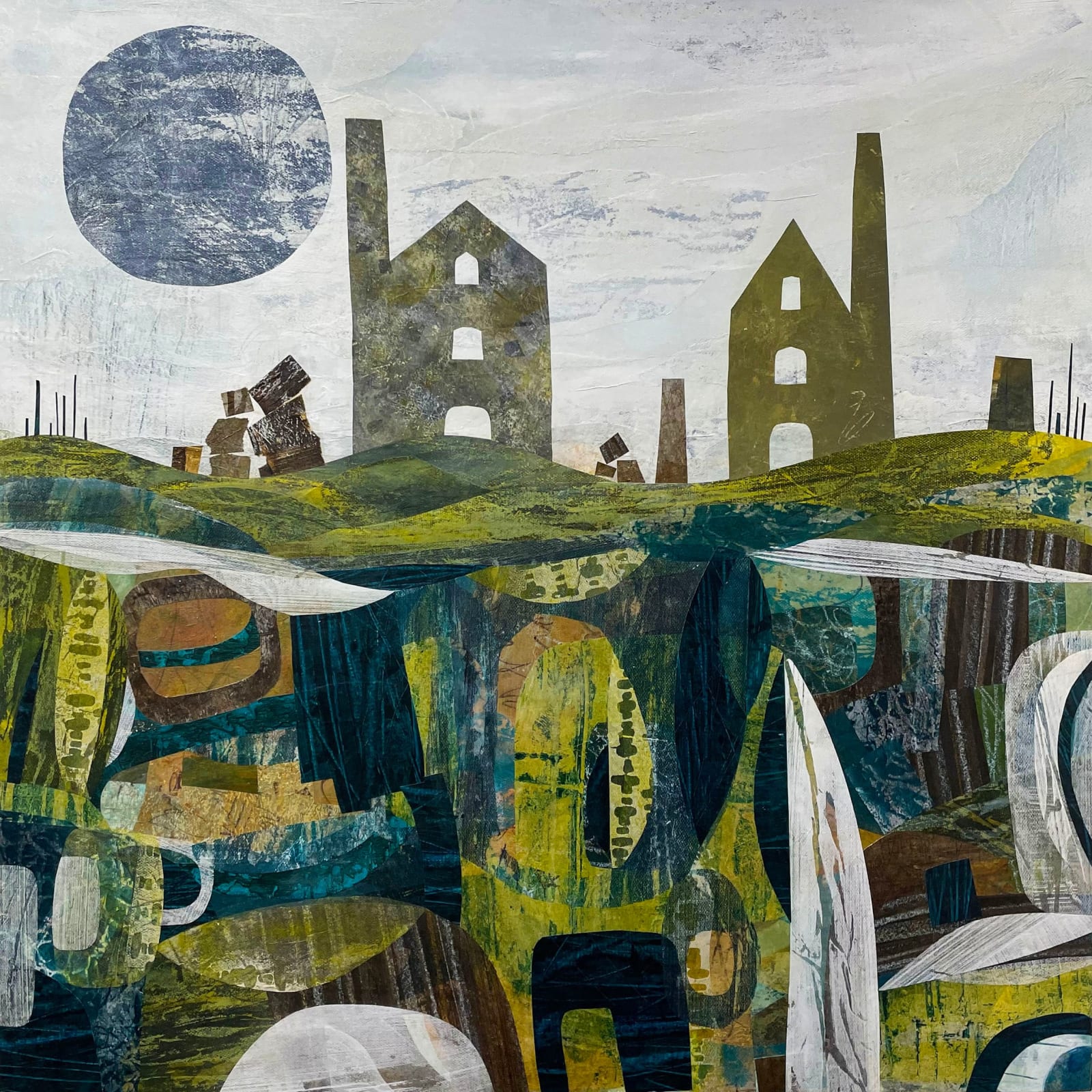 Jane Wilson, Artist, All Was Still, Seascape, Houses, Moon, Moore, Marsh, Turner Art Perspective, Essex Chelmsford Art Gallery