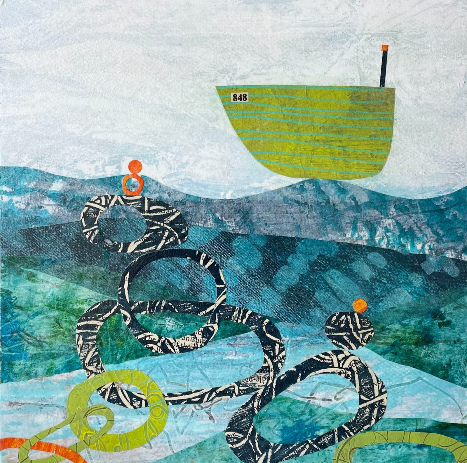 Jane Wilson, Artist, The Green Boat, Seascape, Stones, Cornwall, Turner Art Perspective, Essex Chelmsford Art Gallery