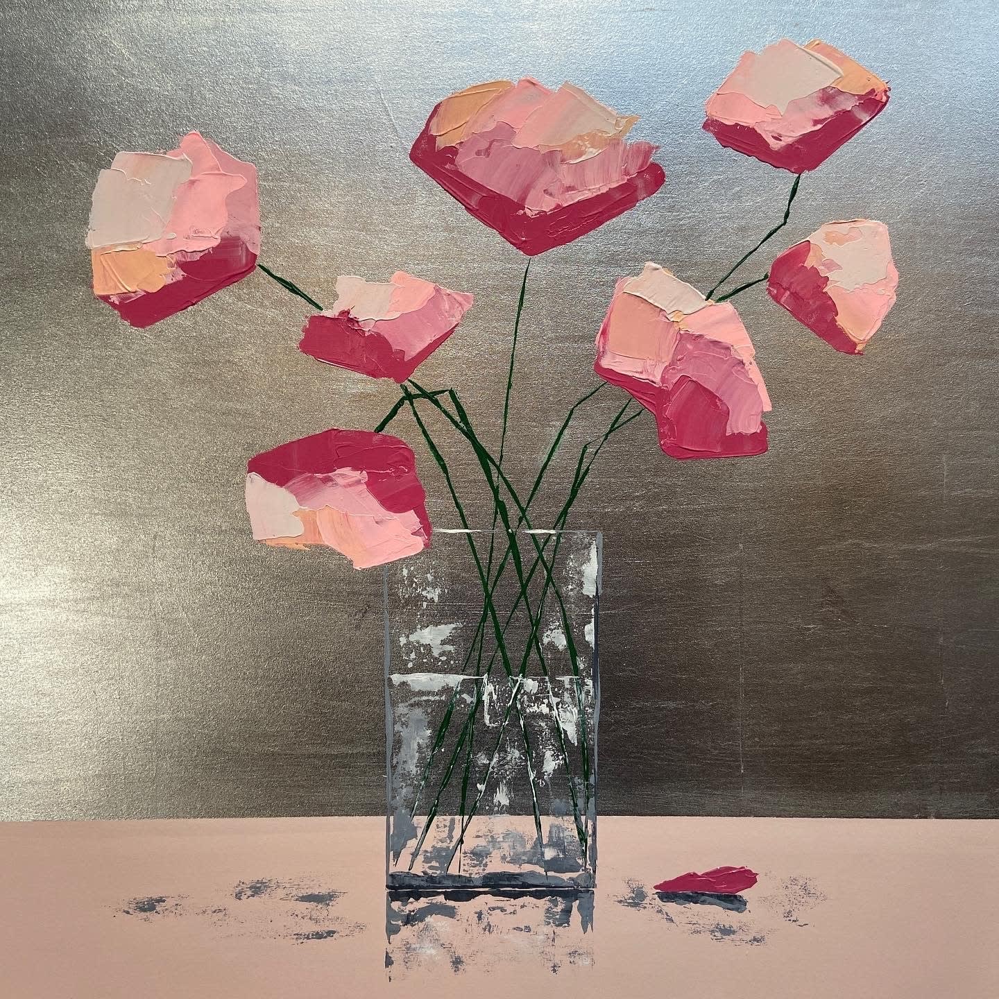 Nancy Chambers, Artist, Champagne Poppies, Floral, Pink, Turner Art Perspective, Essex, Chelmsford, Art Gallery