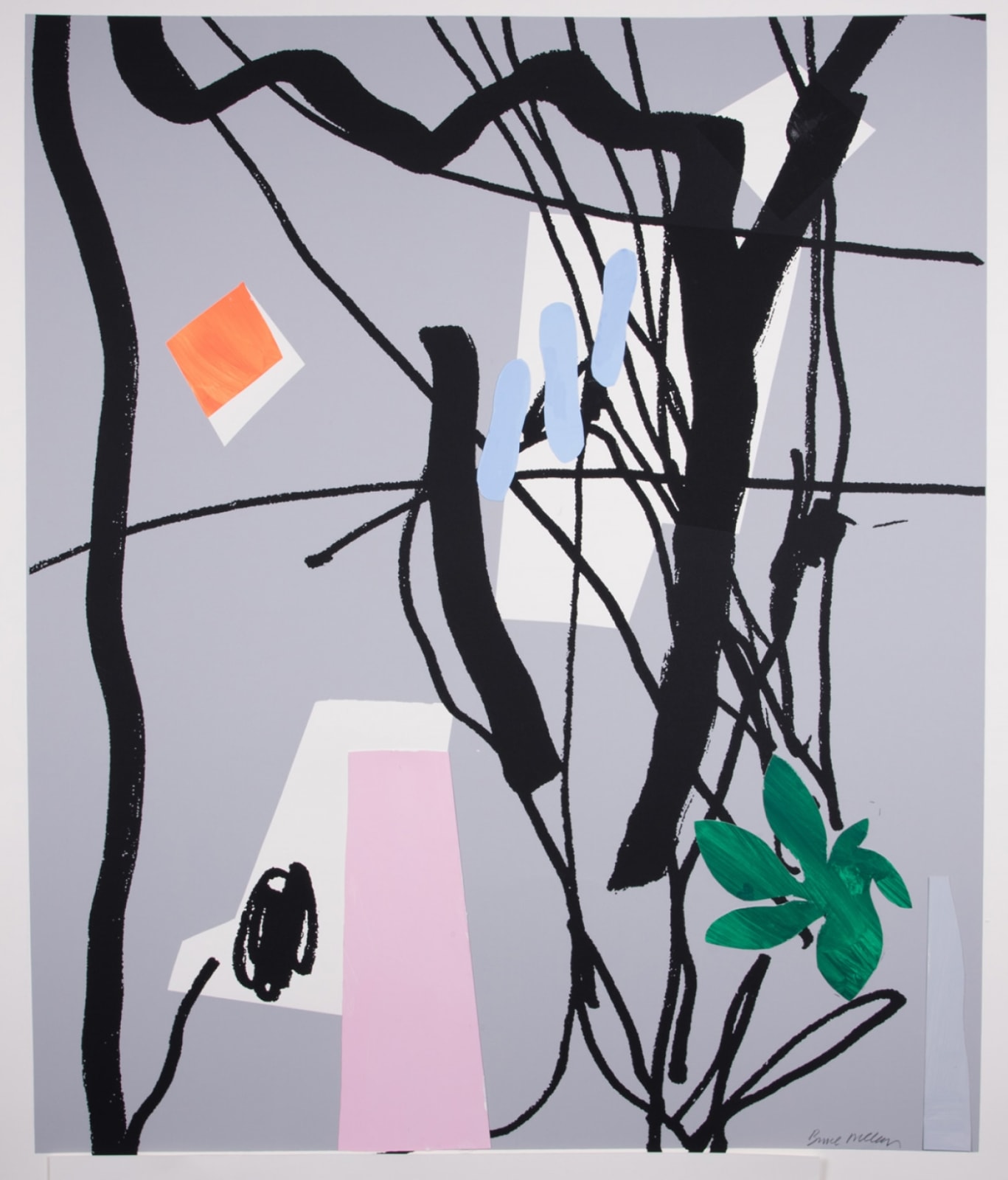 Bruce McLean grey monotype on paper