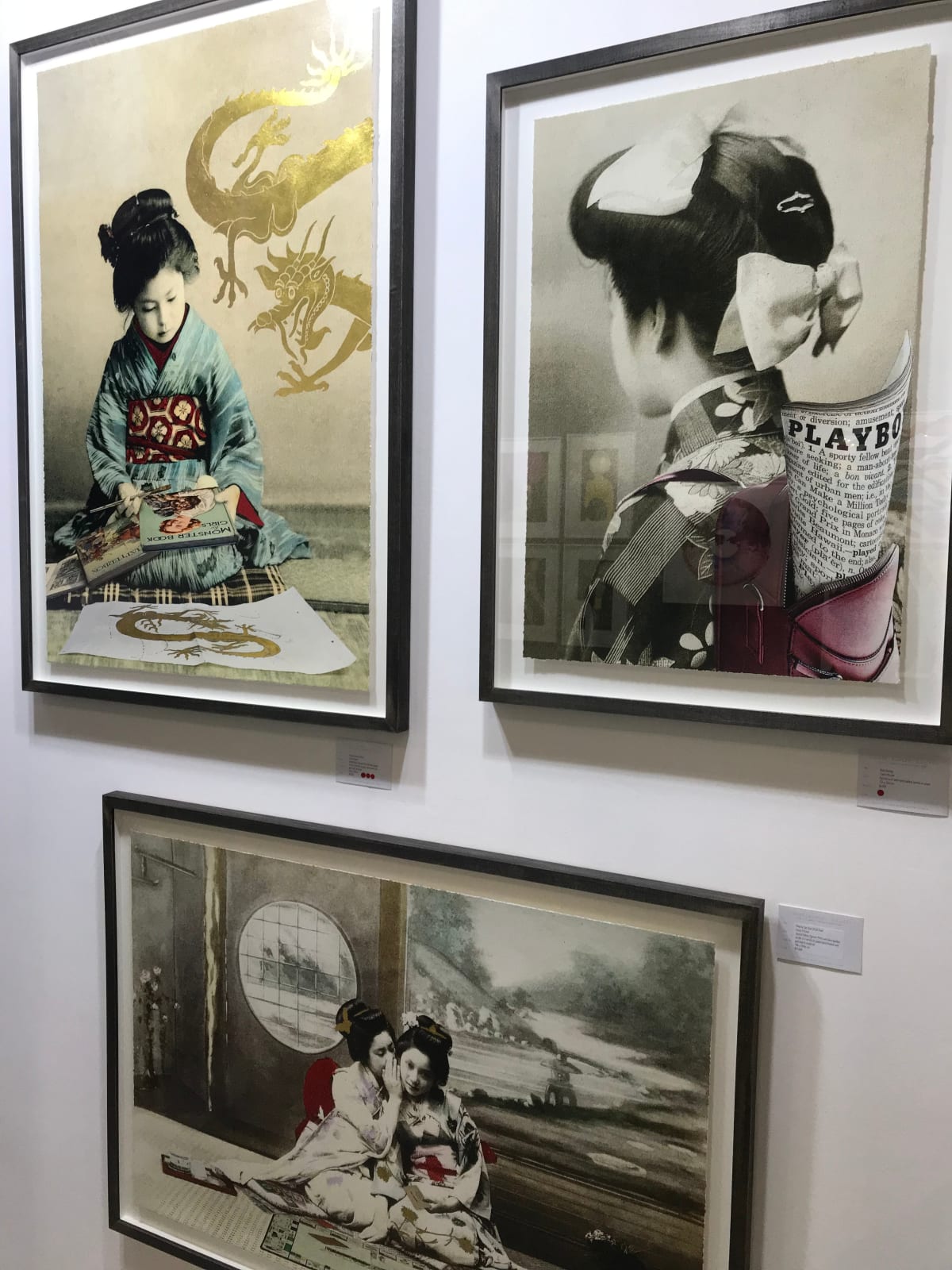 Framed Geisha Girl Limited Edition Prints hanging on wall
