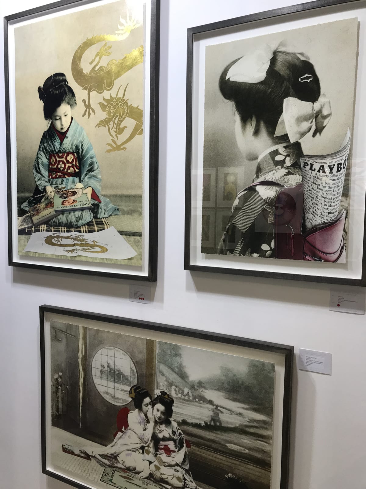 Framed Geisha Girl Limited Edition Prints hanging on wall