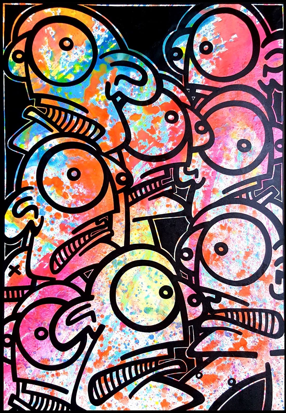 Galo, Artist, Fruit Fight, Street Art, Spray Paint, Colourful, Yellow, Pink, Orange, Turner Art Perspective, Essex Chelmsford Art Gallery