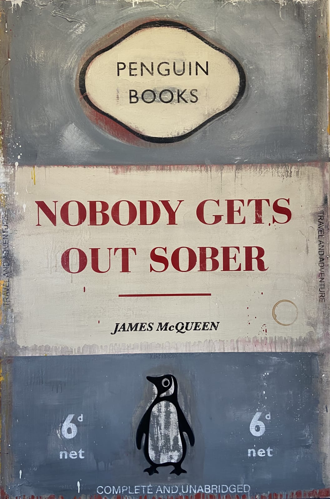 Grey classic Penguin book cover - Nobody Gets Out Sober