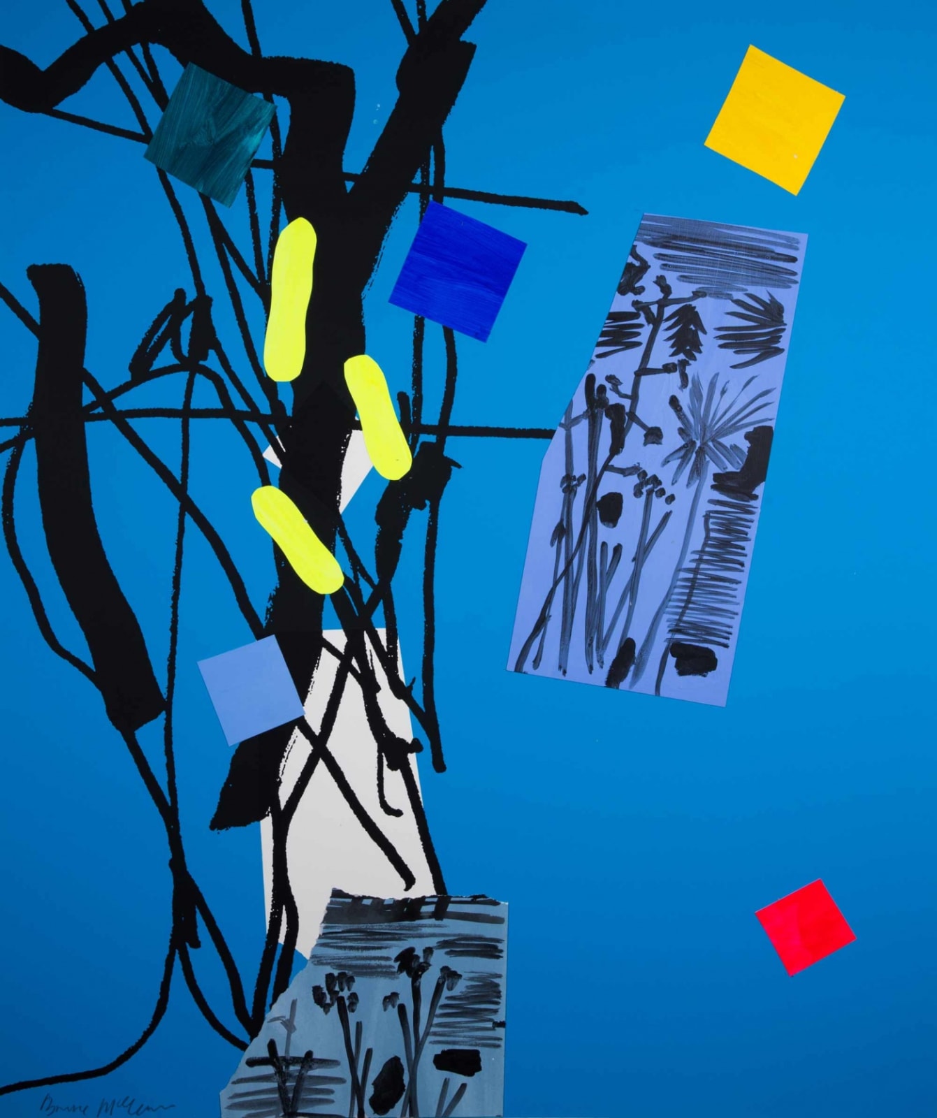 Bruce McLean blue monotype on paper