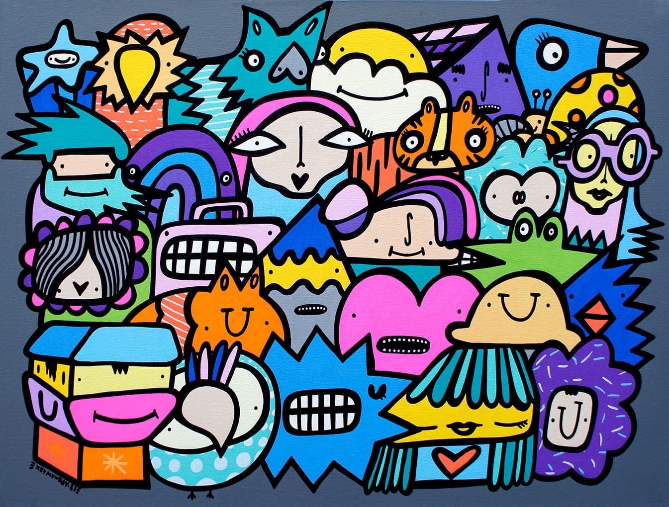 Cartoon street art style painting