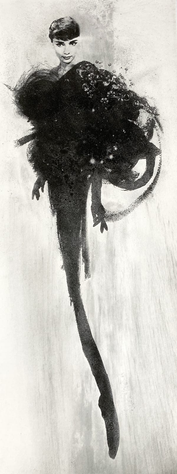 Black and white Audrey Hepburn charcoal print