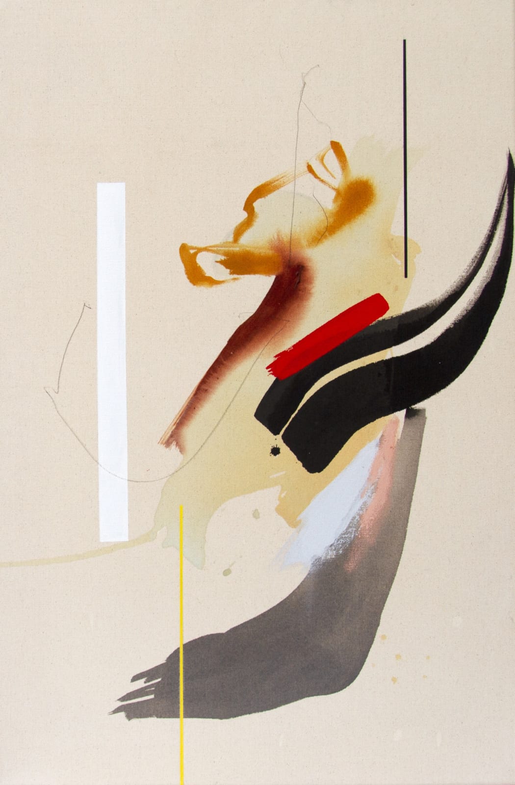 Anna F Macdonald, Artist, Light, Goldfinch I, Abstract, Black, White, Ochre, Canvas, Original Art, Turner Art Perspective, Essex Chelmsford Art Gallery