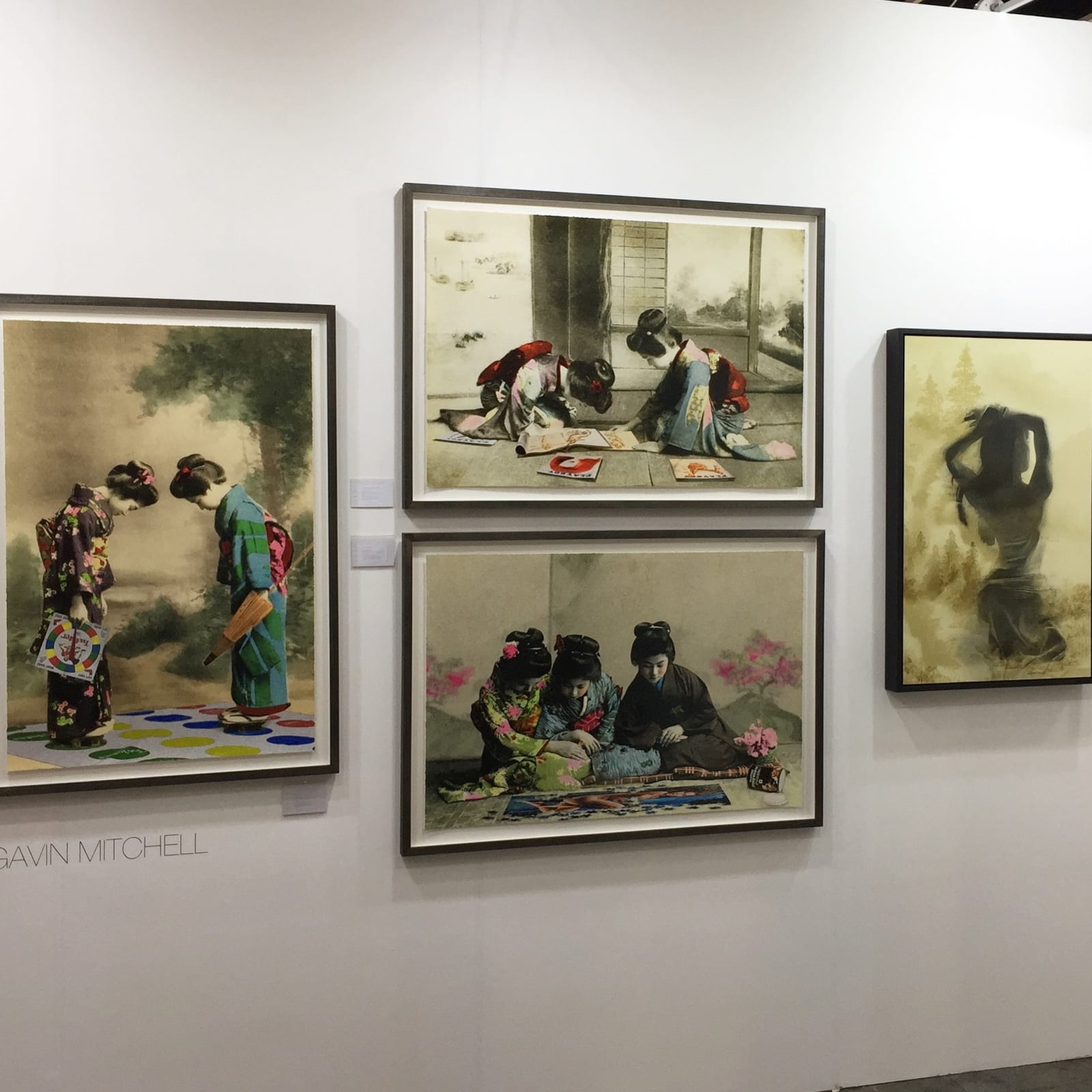 Framed Geisha Girl prints hung on gallery wall