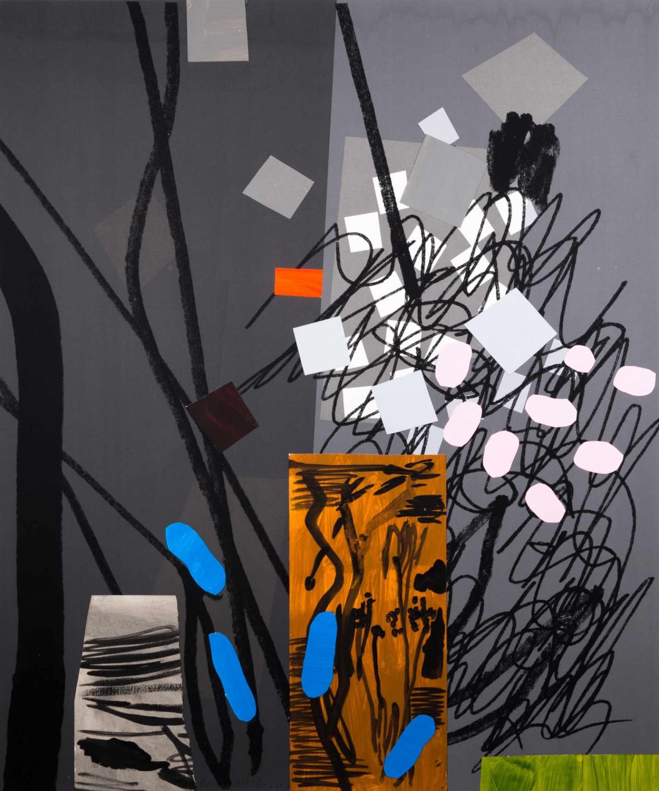 Bruce McLean grey monotype on paper