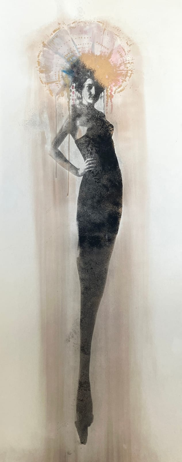 rosie emerson enigma print woman figure fantasy charcoal gold turner art perspective essex art gallery