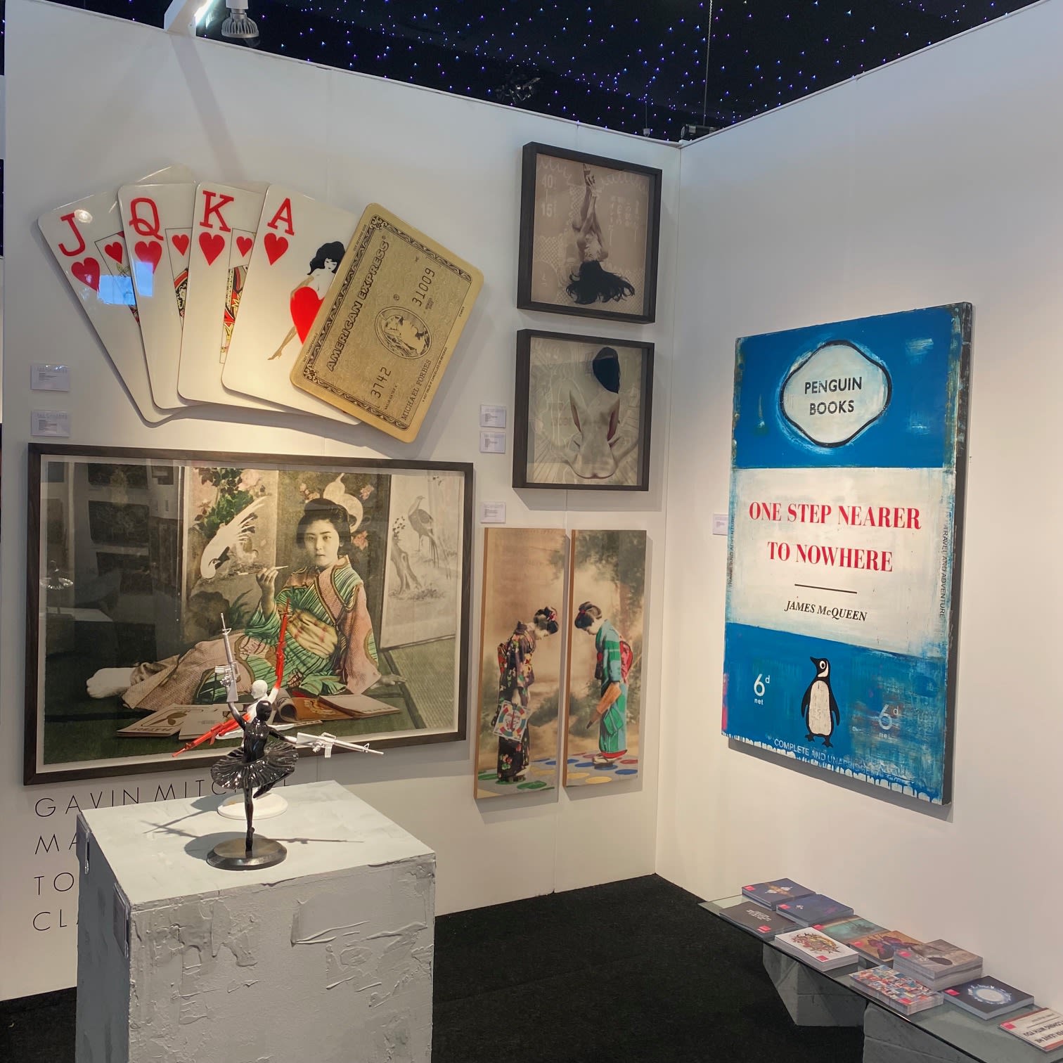 Art hung on wall on art fair