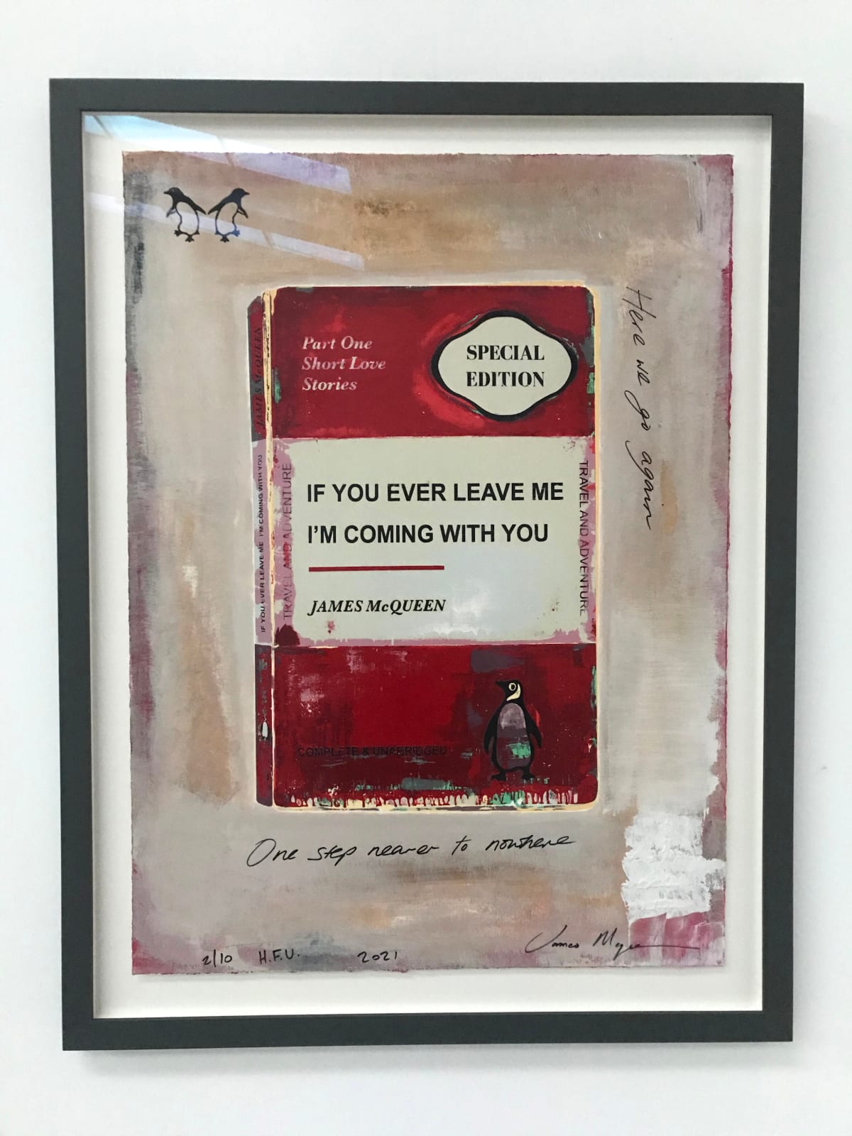 Red framed unique penguin book with grey borders
