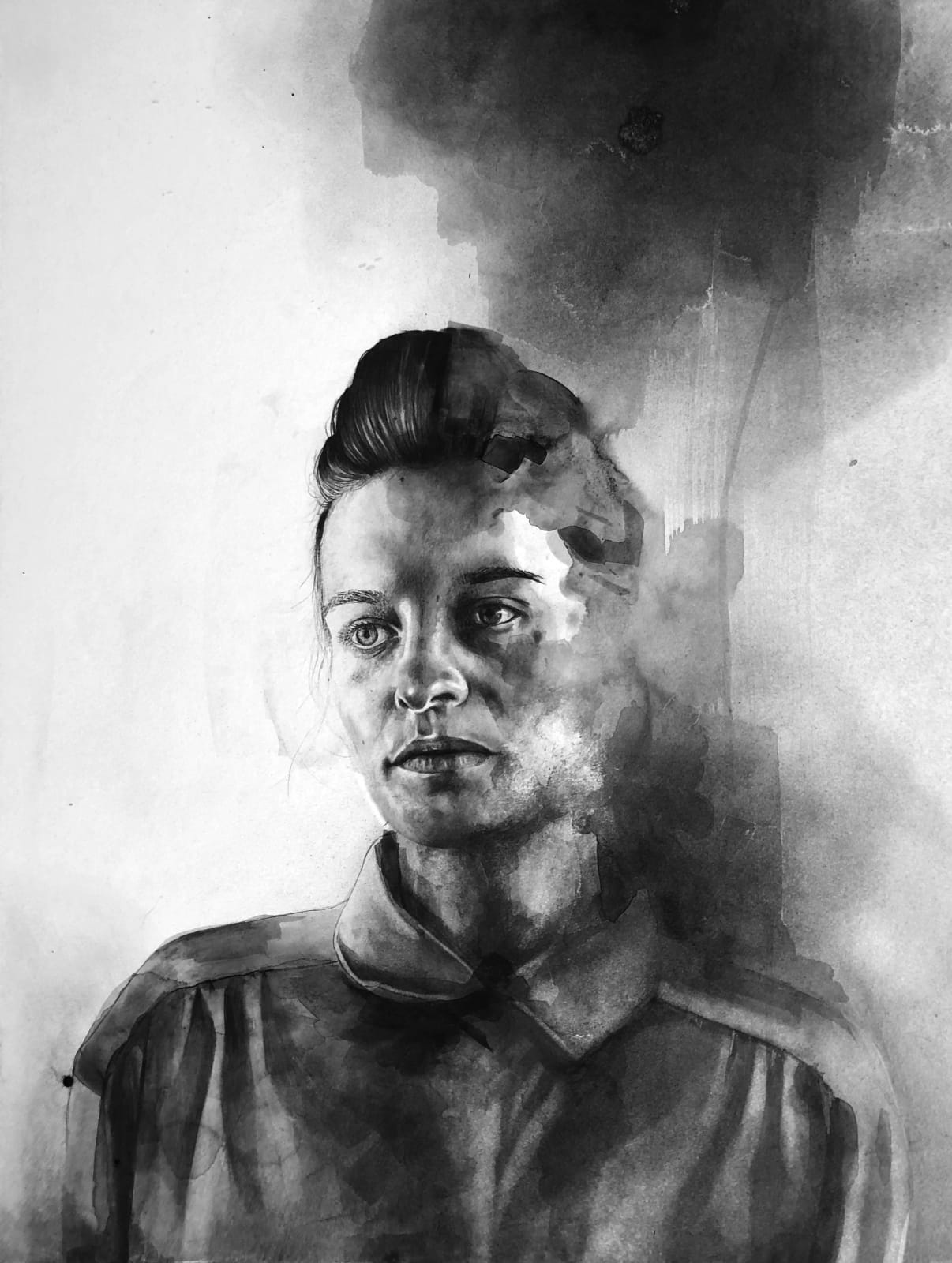 Charcoal portrait of woman