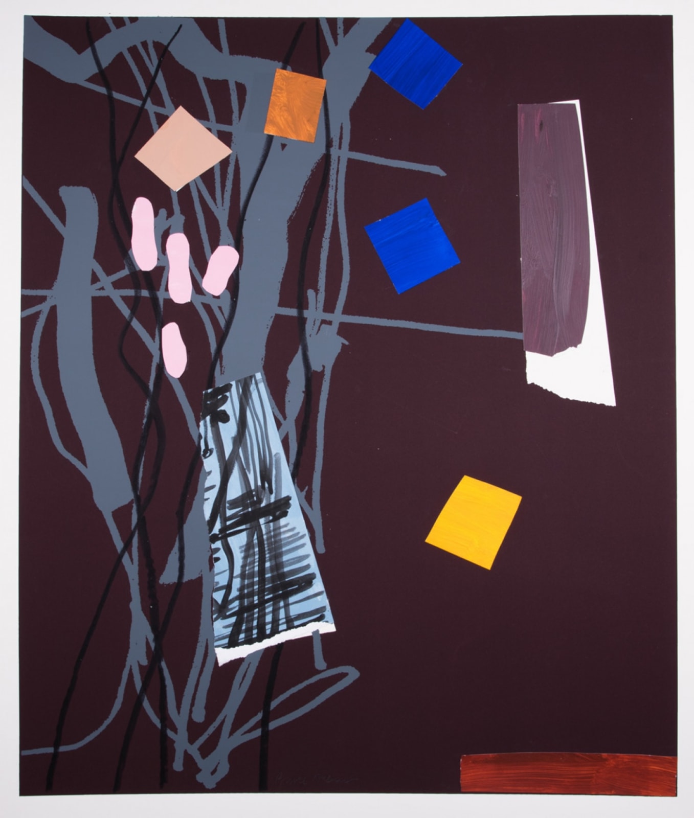 Bruce McLean brown monotype on paper