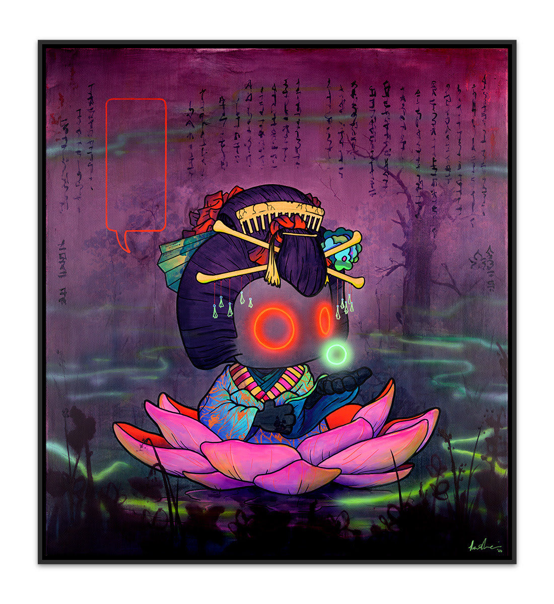 Tom Lewis, Artist, Firefly, Neon, Pink, Red, Lotus, Flower, Turner Art Perspective, Essex Chelmsford Art Gallery
