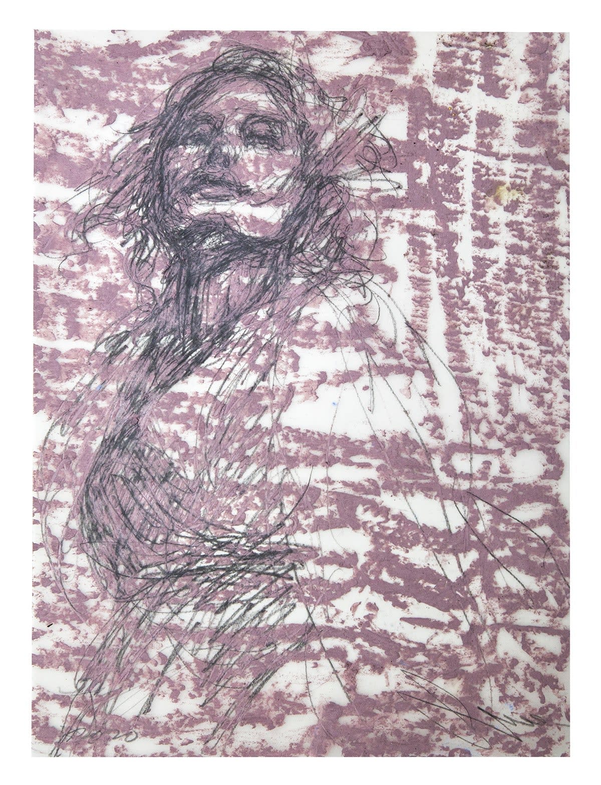 Swoon, 990 Graphite lady on mauve clear paper, 2020