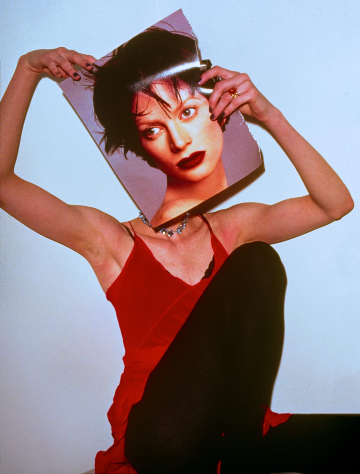 Rose Hartman, Kristen McMenamy Holding a Magazine Cover, Allure Magazine Party, 1990’s