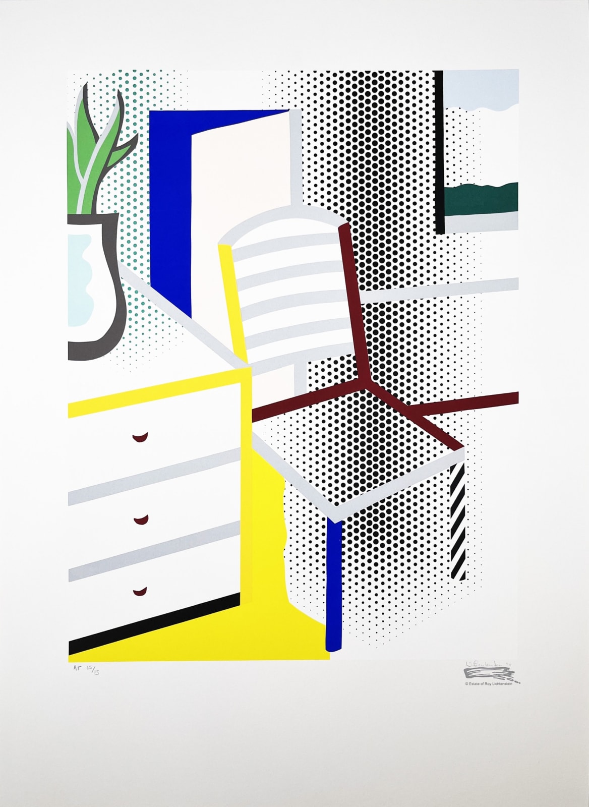 Roy Lichtenstein, Interior with Chair from the Leo Castelli 90th Birthday portfolio, 1997