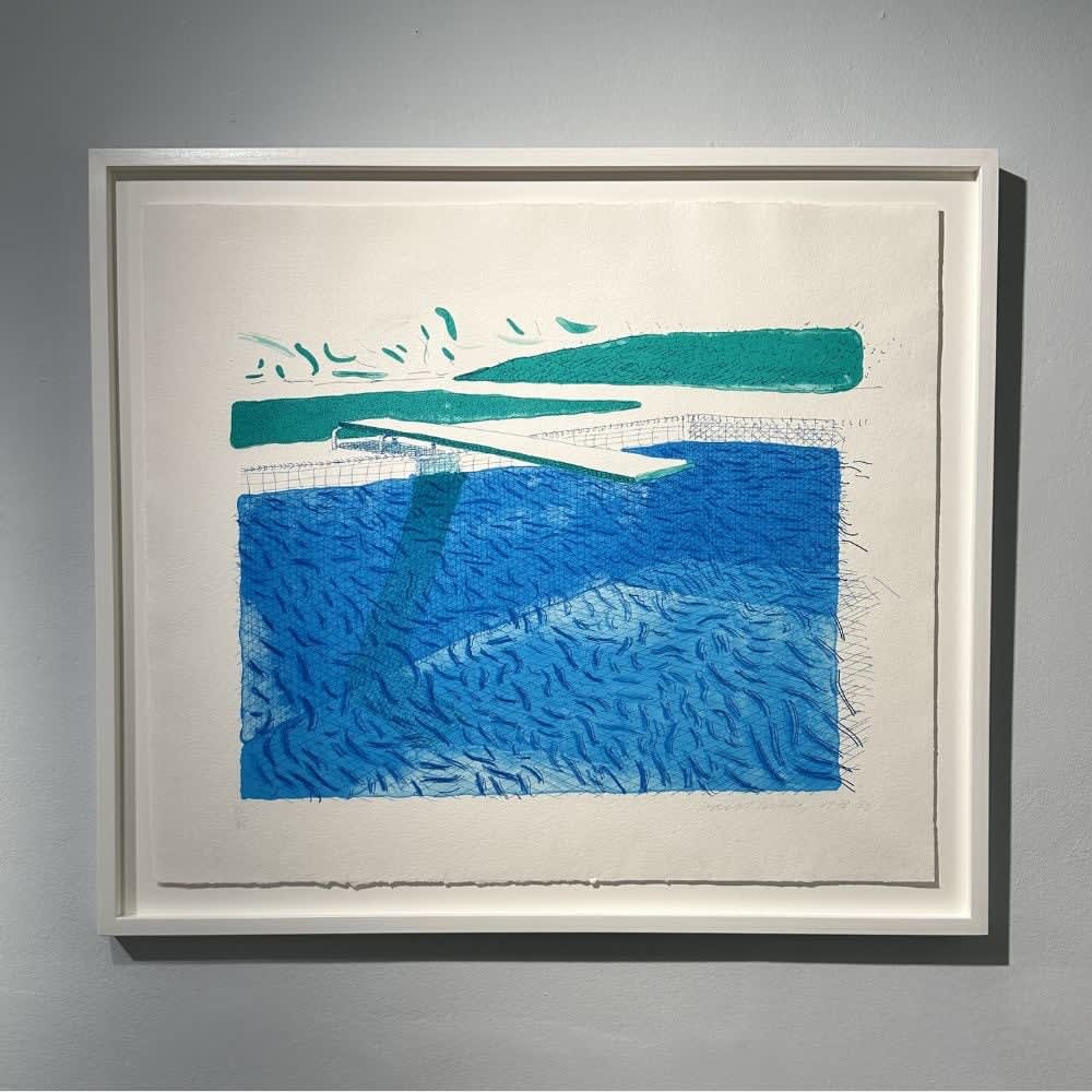 David Hockney, Lithographic of Water Made of Lines, Crayon and Two Blue Washes, 1978-80