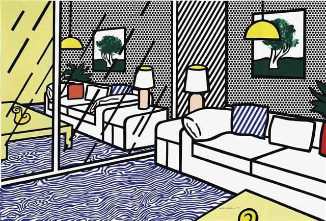 Roy Lichtenstein, Wallpaper with Blue Floor Interior, 1992