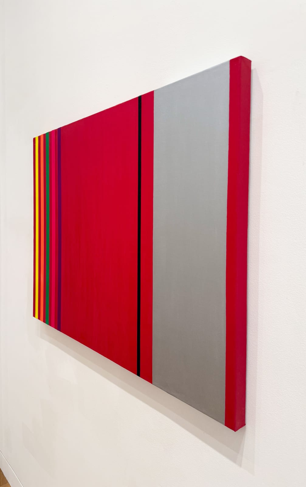 Osvaldo Mariscotti, Untitled (Black and Silver over Scarlet), 2025
