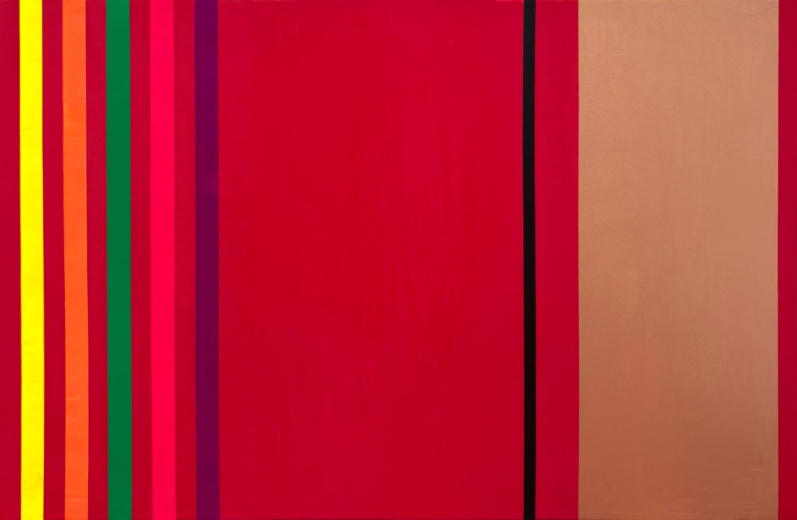 Osvaldo Mariscotti, Untitled (Black and Copper over Scarlet), 2025