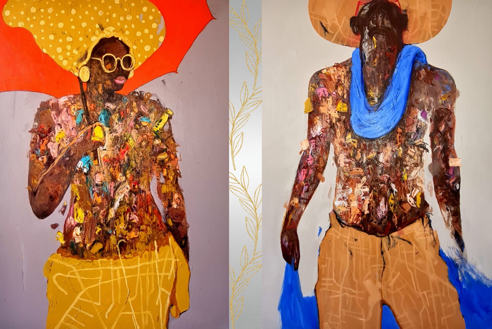 Doudou Mbemba Lumbu, Couloir Doré I & II (Golden Color I & II), 2023