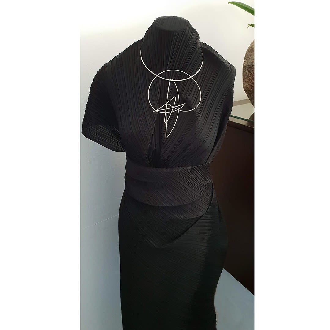 Geometric necklace – geometric poetry #2 - in 100% recycled silver by geometric jewellery artist Ute Decker