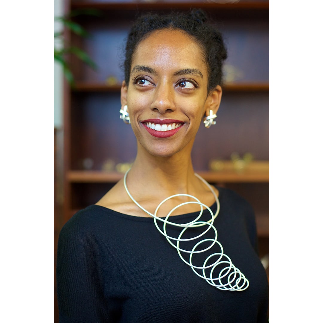 Sculptural brooch– large spiral - in 100% recycled silver – sculptural jewellery by artist Ute Decker