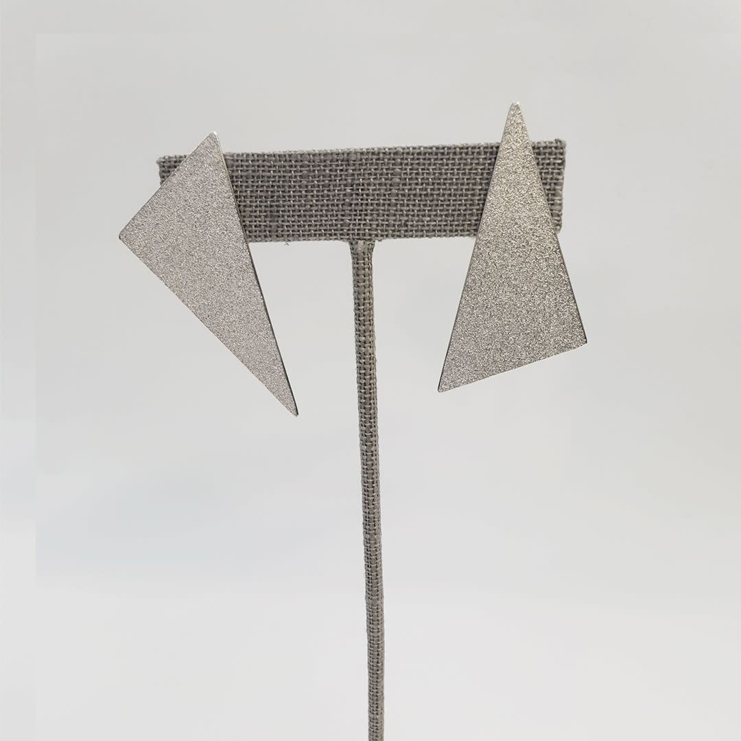 architectural earrings - triangles - in recycled silver by architectural jewellery artist Ute Decker