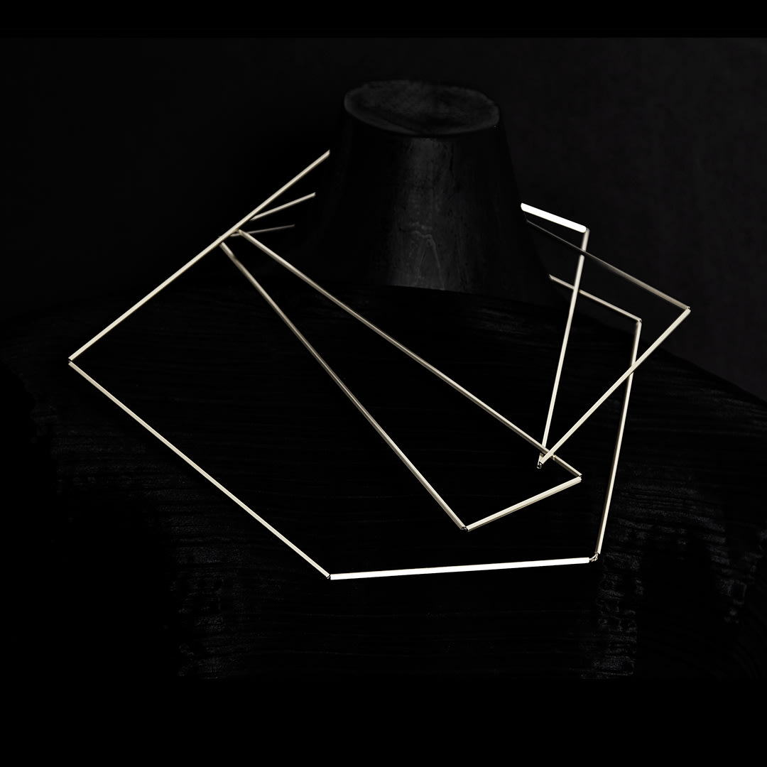 architectural necklace – articulation - in recycled silver by architectural jewellery artist Ute Decker