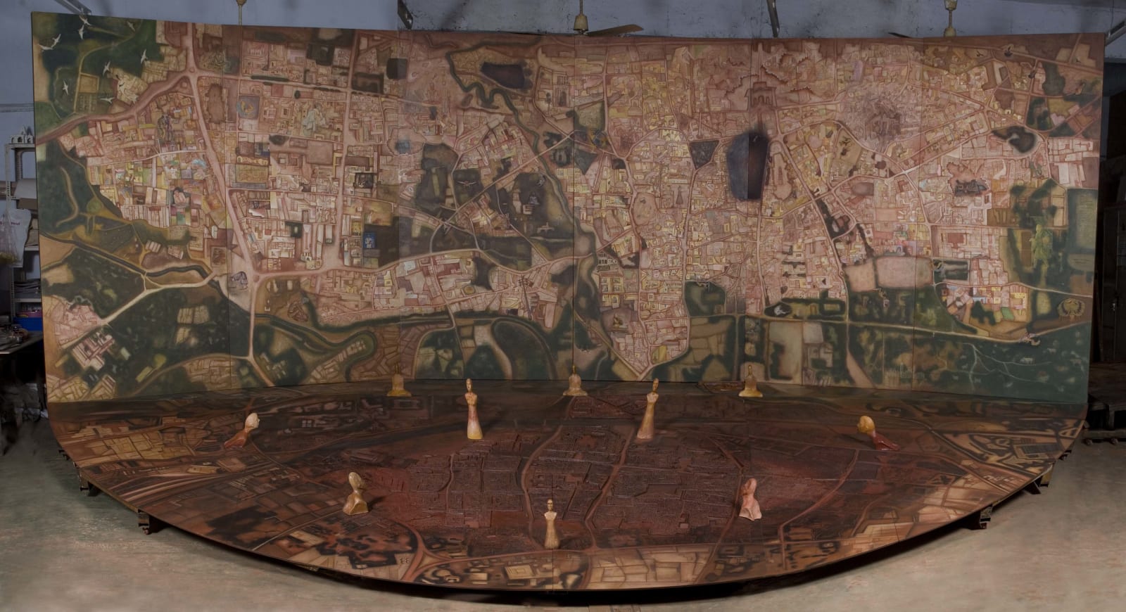 Gulammohammed Sheikh, CITY Memory, Dreams, Desire,Statues and Ghosts,Return of Hiuen Tsang, 2010