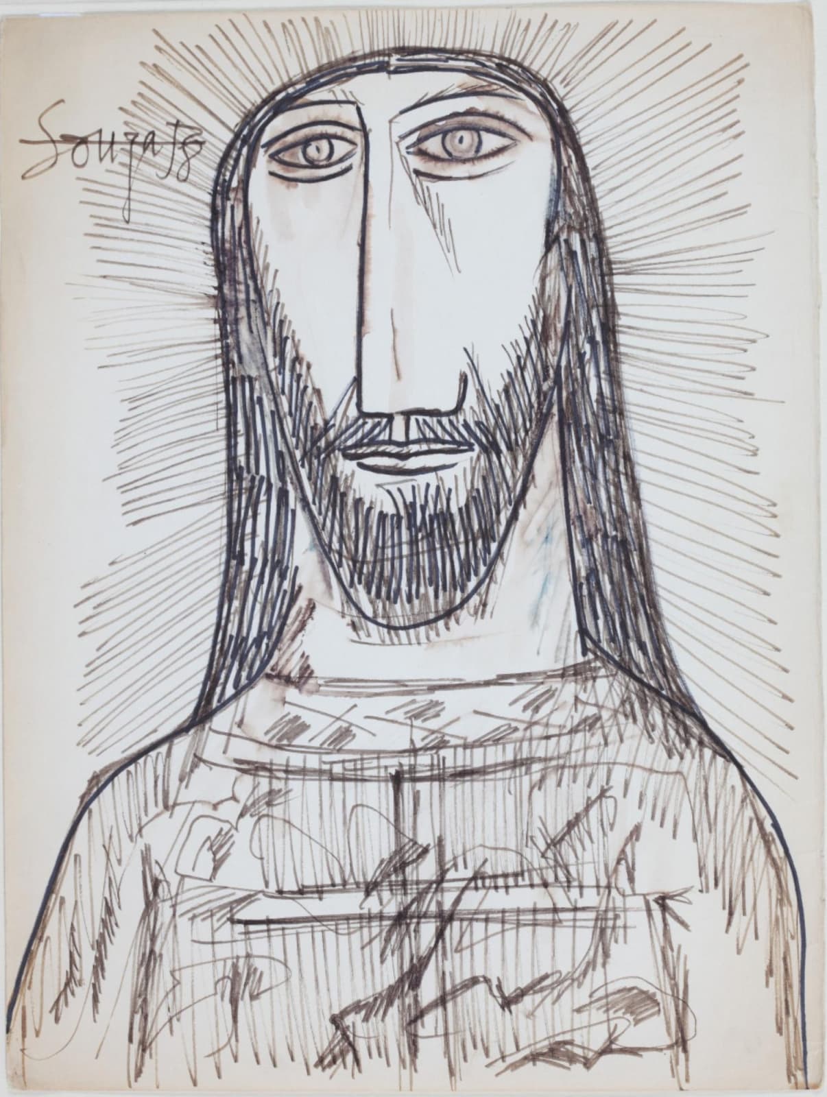 F.N. Souza, Untitled - Christ,, 1958