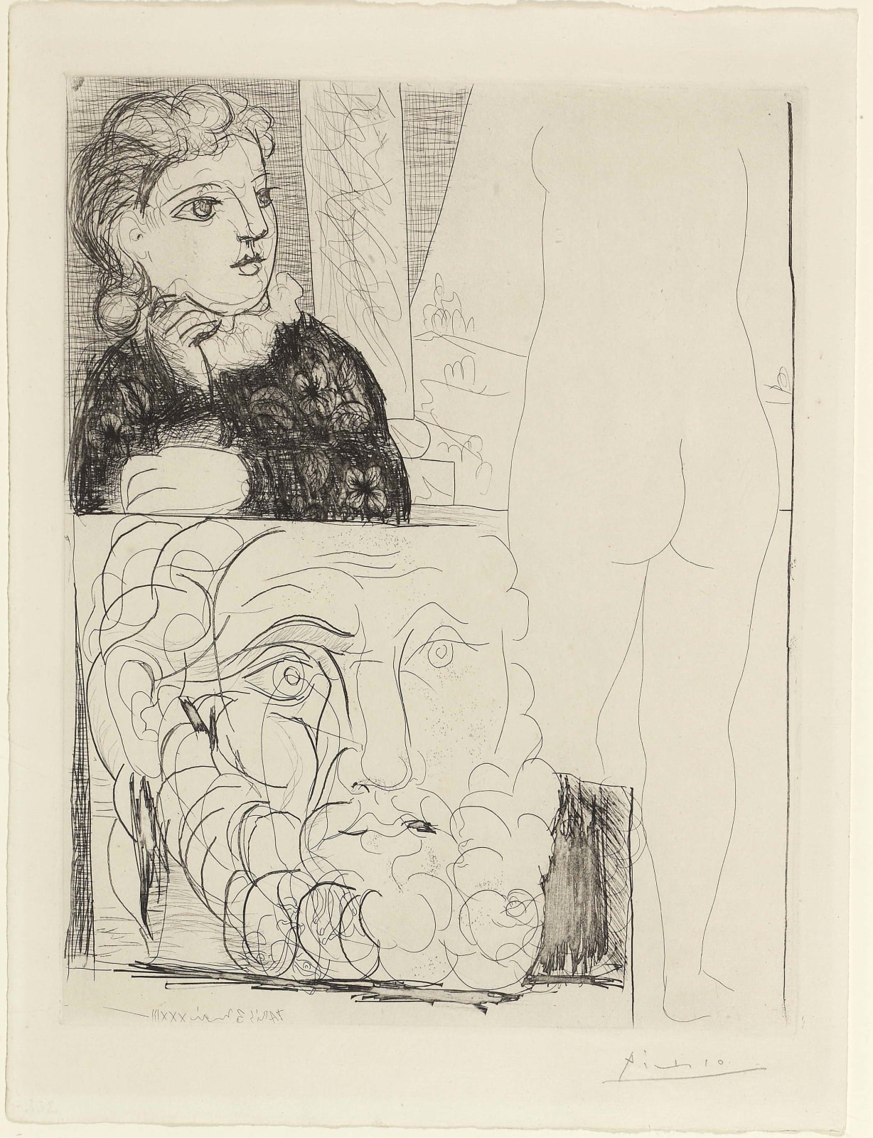 Pablo Picasso, Femme Accoude, Sculpture et dos et tete barbue, 1933