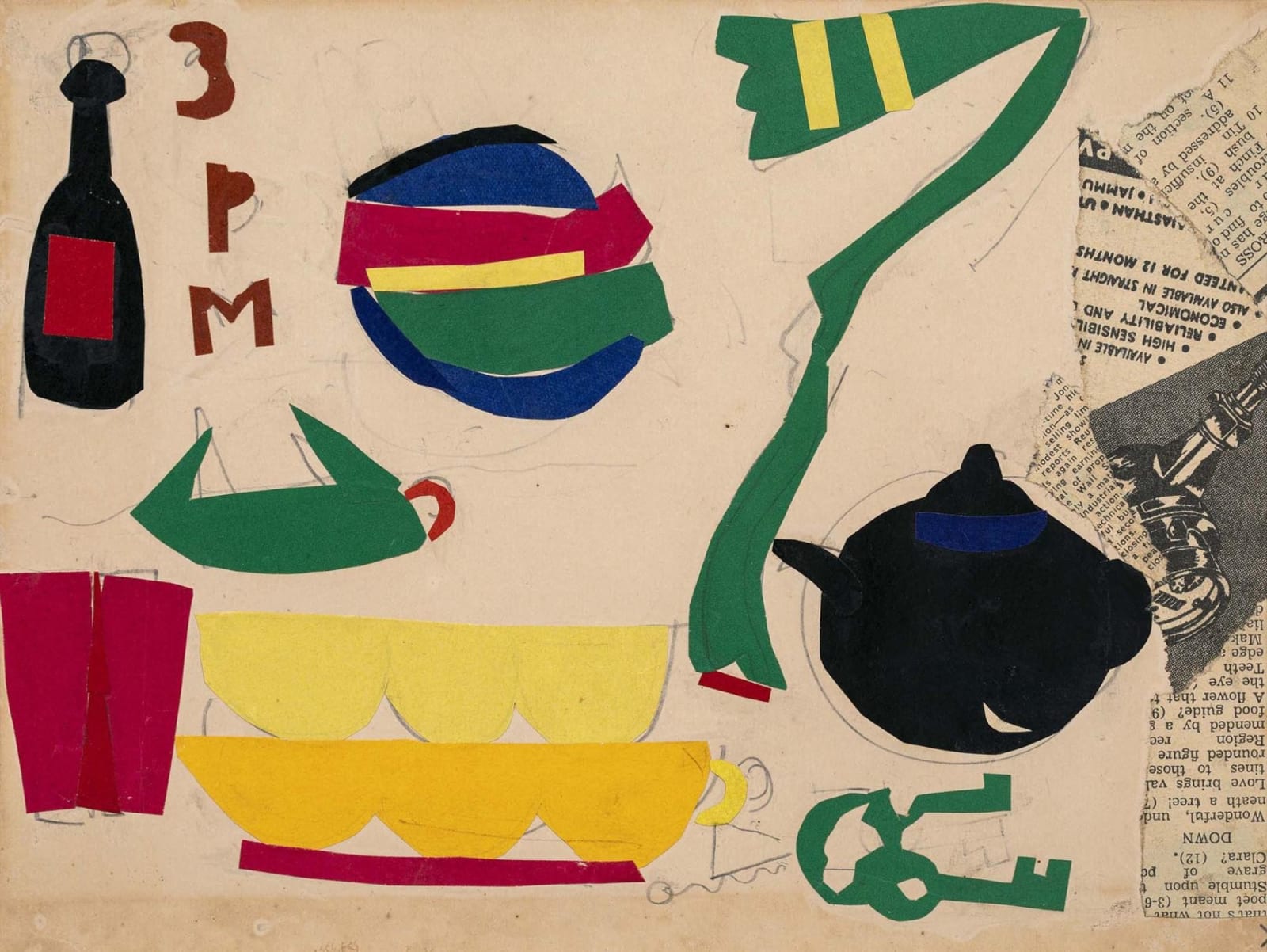 Benode Behari Mukherjee, 3 PM Paper collage, 1965