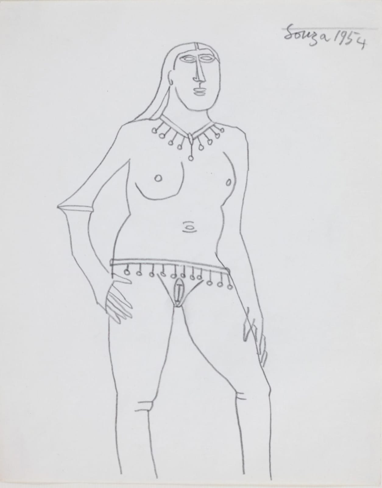 F.N. Souza, Untitled - Temple Dancer,, 1954