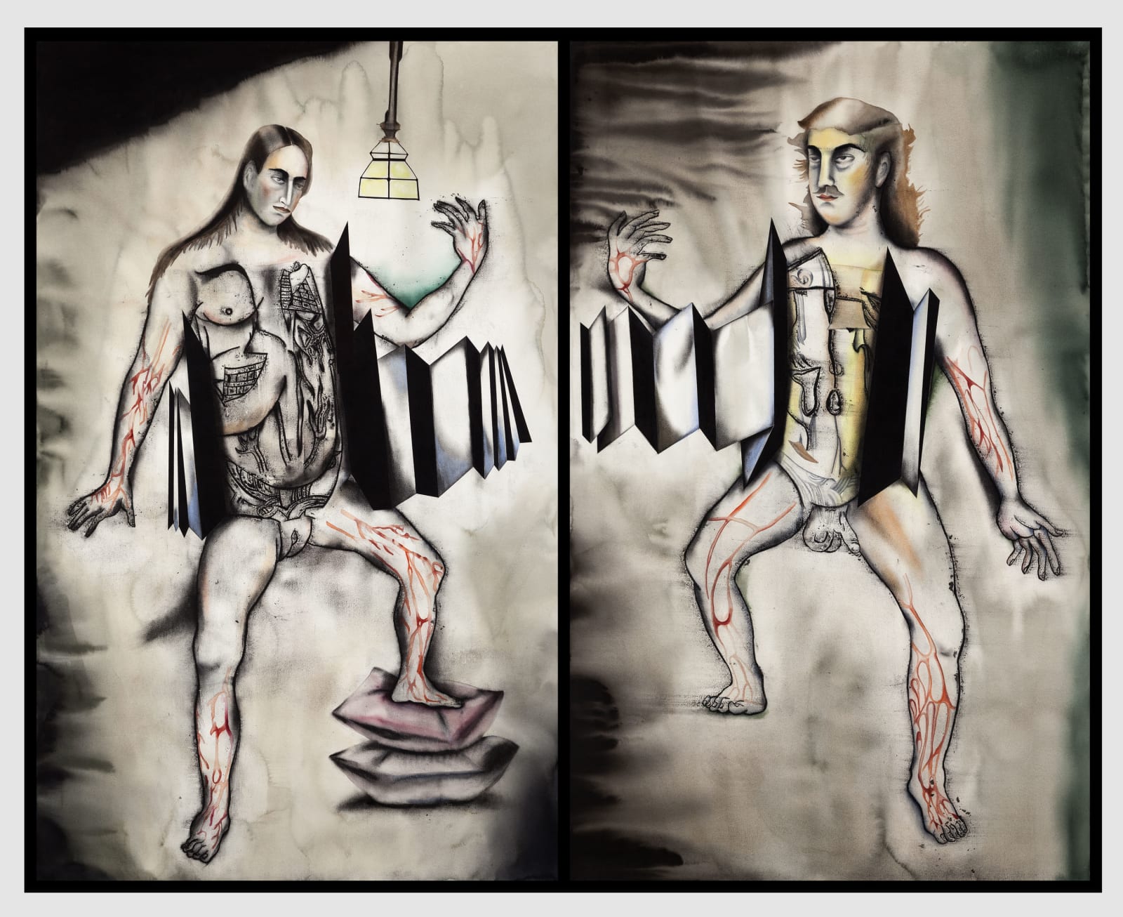 Anju Dodiya, Accordion of Uncertainty - I & II, 2014